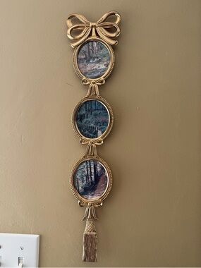 The Bombay Company Gold Metal Bow and Tassel 3 Oval Tiered Picture Frames